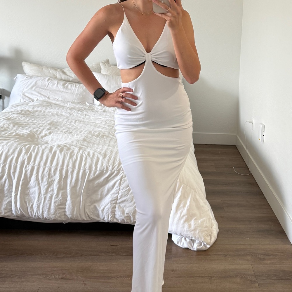 Alice + Olivia White Cutout Maxi Dress